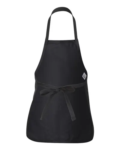 Q-Tees Q-Tees Full-Length Apron with Pouch Pocket in Black, back view