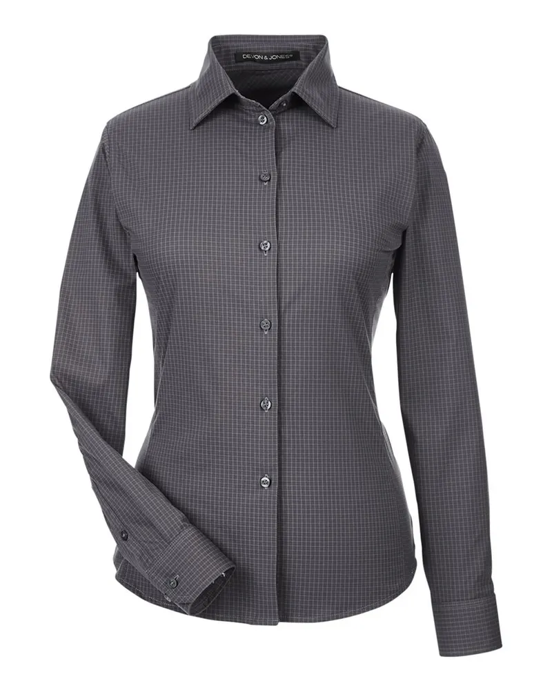 Devon & Jones Devon & Jones Women's CrownLux Performance® Tonal Mini Check Woven Dress Shirt — Carbon