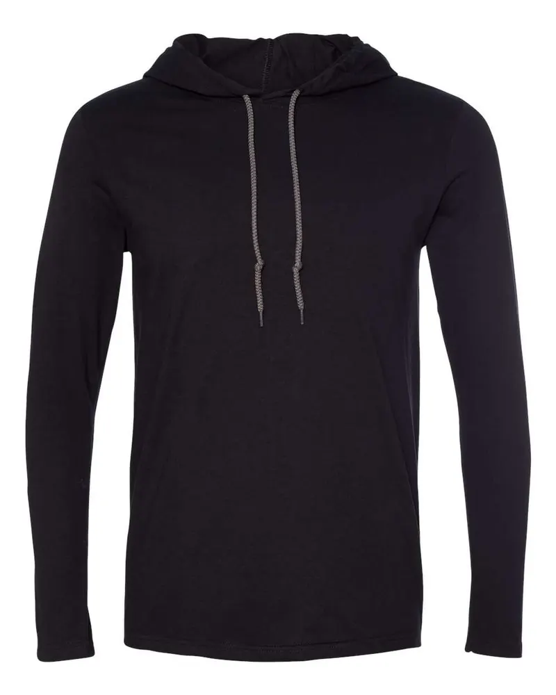 Gildan Gildan Unisex Softstyle® Lightweight Hooded Long Sleeve T-Shirt — Black/ Dark Grey