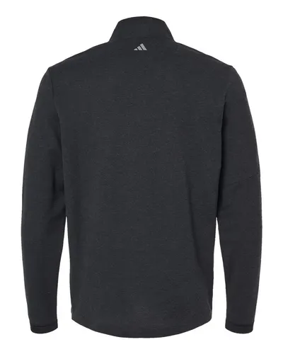 Adidas Adidas Men's 3-Stripes Quarter-Zip Sweater Pullover in Black Melange, back view