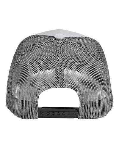 Team 365 Team 365 Zone Performance Trucker Cap by Yupoong in Athletic Heather/ Sport Graphite, back view