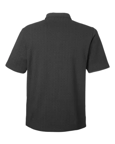 Devon & Jones Devon & Jones Men's Crownlux Performance® Geo Polo in Black/ Graphite, back view