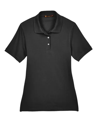 Harriton Harriton Women's Easy Blend Polo in Black, front view