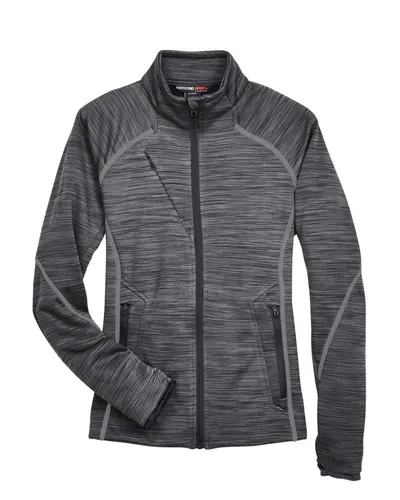 North End North End Women's Flux Mélange Bonded Fleece Jacket in Carbon/ Black, front view