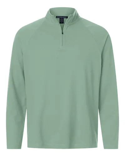 Devon & Jones Devon & Jones Men's Seaton Pebble Textured Quarter-Zip Pullover in Balsam Green, front view