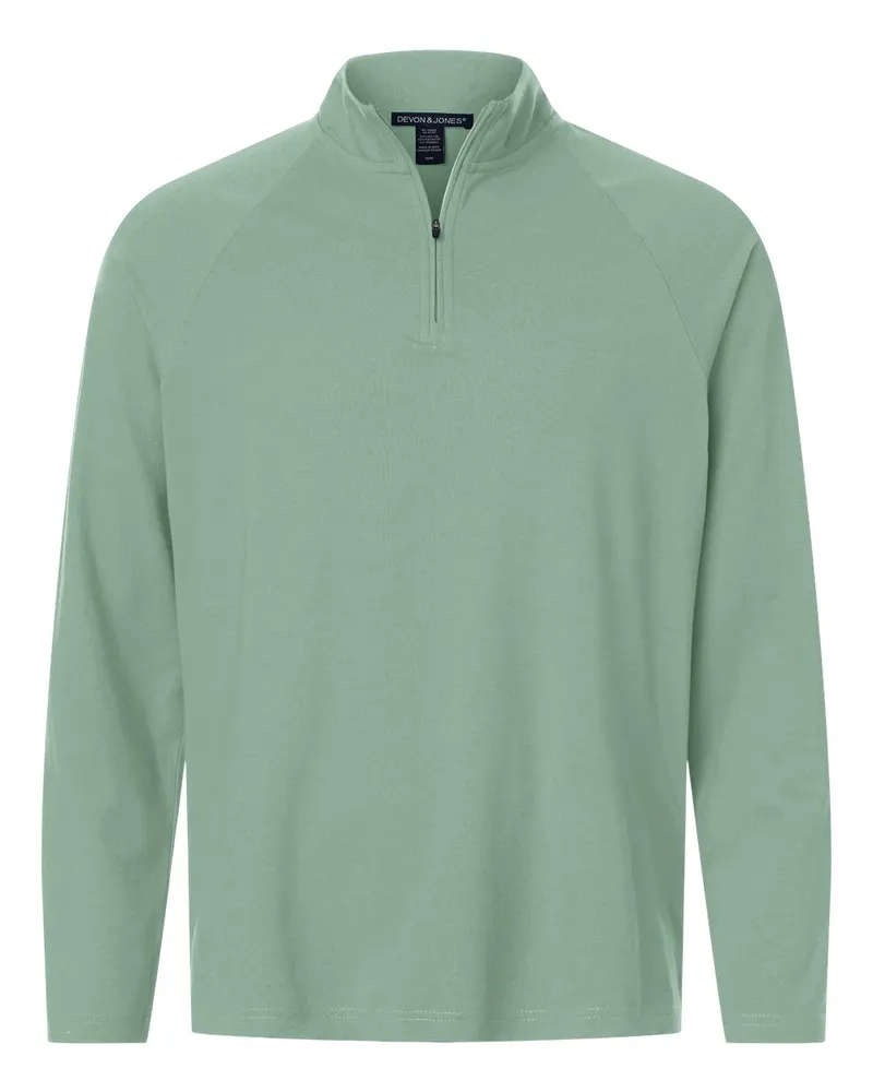 Devon & Jones Devon & Jones Men's Seaton Pebble Textured Quarter-Zip Pullover — Balsam Green