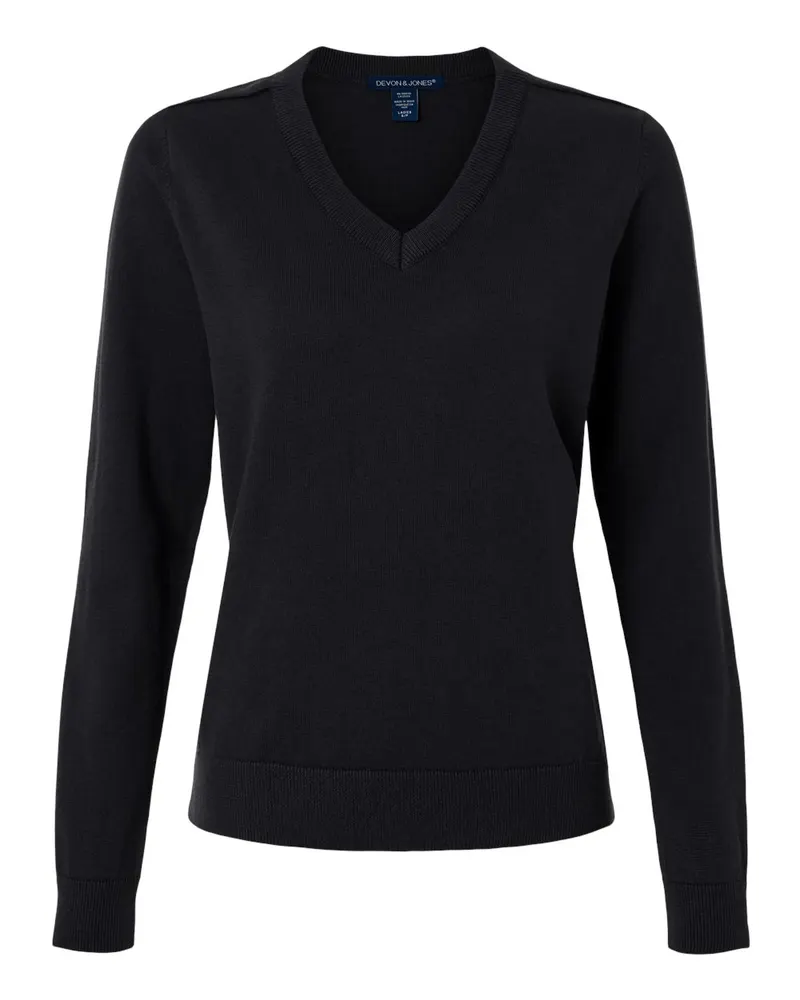 Devon & Jones Devon & Jones Women's New Classics V-Neck Sweater — Black
