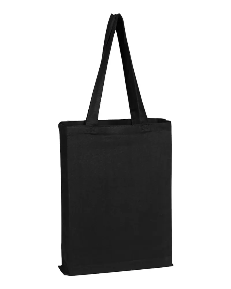 Q-Tees Q-Tees Canvas Gusset Promotional Tote — Black