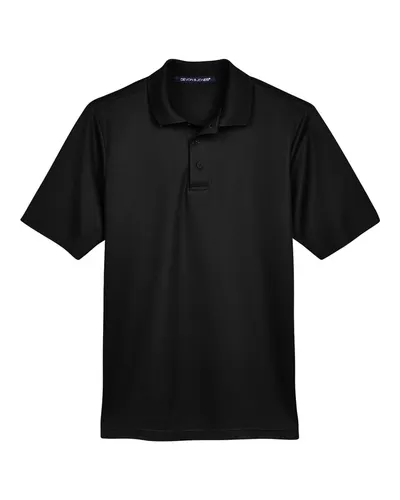 Devon & Jones Devon & Jones Men's CrownLux Performance® Plaited Polo in Black, front view