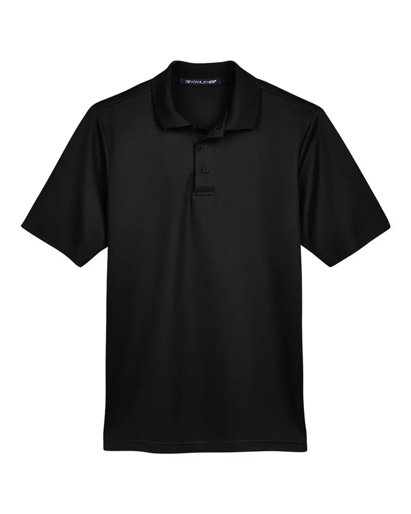 Devon & Jones Devon & Jones Men's CrownLux Performance® Plaited Polo — Black