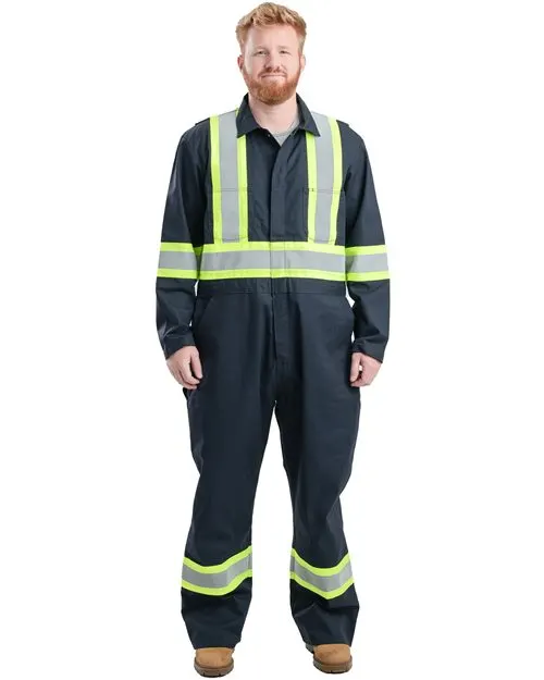 Berne Apparel Berne Apparel Safety Striped Gasket Unlined Coverall — Navy
