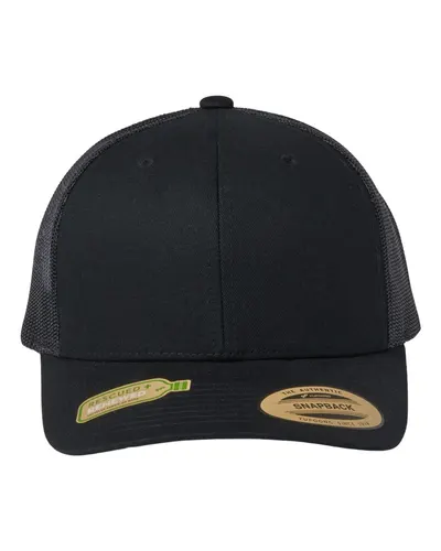 YP Classics YP Classics Sustainable Retro Trucker Cap in Black, front view
