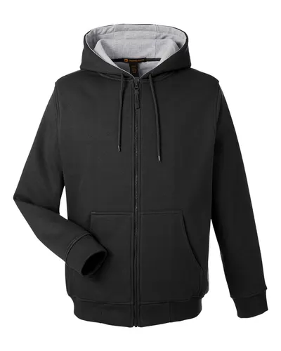 Harriton Harriton Unisex ClimaBloc™ Lined Heavyweight Hooded Sweatshirt in Black, front view