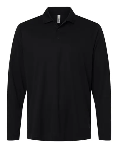 CORE365 CORE365 Men's Nova Performance Long Sleeve Pique Polo in Black, front view