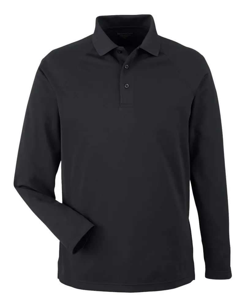Harriton Harriton Men's Charge Snag and Soil Protect Long Sleeve Polo — Black