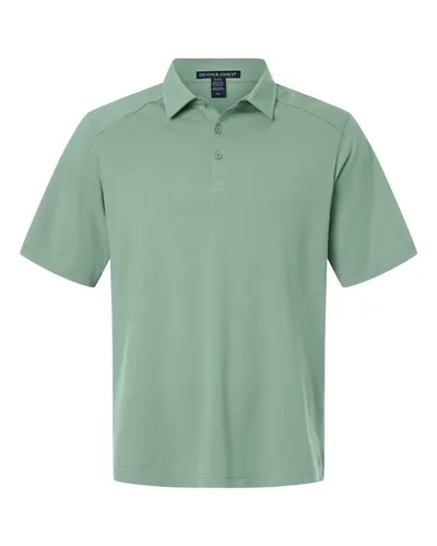 Devon & Jones Devon & Jones Men's Seaton Pebble Textured Polo in Balsam Green, front view