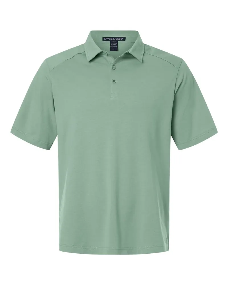 Devon & Jones Devon & Jones Men's Seaton Pebble Textured Polo — Balsam Green