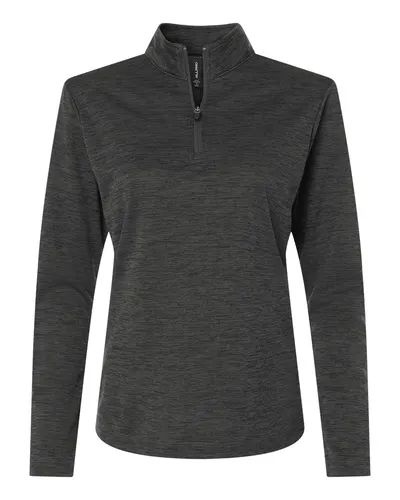 AllPro AllPro Women's Pro-Lock Performance Mélange Quarter-Zip Pullover in Black Melange, front view