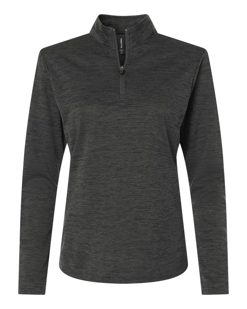 AllPro AllPro Women's Pro-Lock Performance Mélange Quarter-Zip Pullover — Black Melange