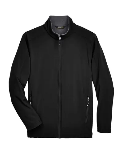 CORE365 CORE365 Men's Tall Cruise Two-Layer Fleece Bonded Soft Shell Jacket in Black, front view