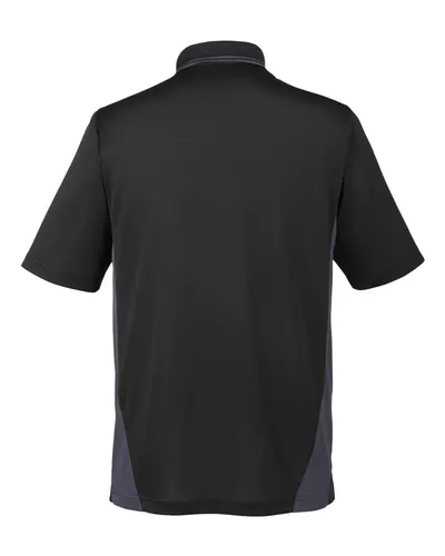 Harriton Harriton Men's Flash Snag Protection Plus IL Colorblock Polo in Black/ Dark Charcoal, back view