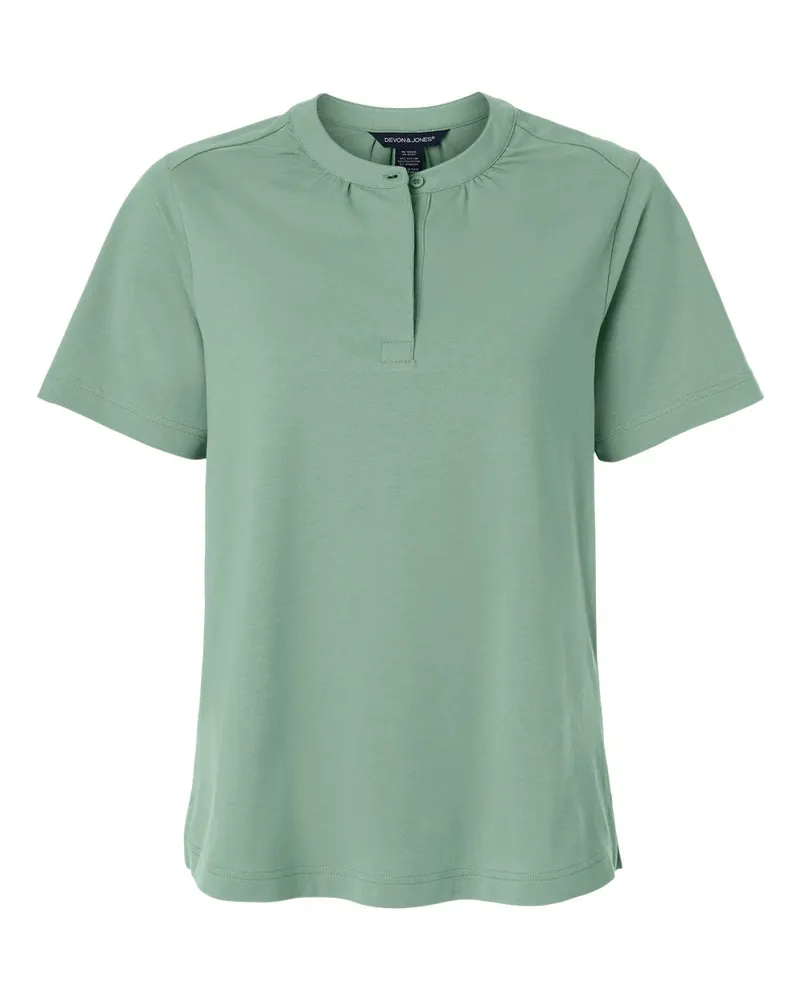 Devon & Jones Devon & Jones Women's Seaton Pebble Textured Polo — Balsam Green