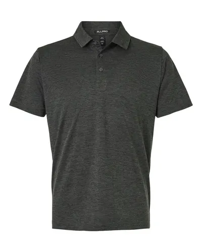 AllPro AllPro Men's Pro-Lock Performance Mélange Polo in Black Melange, front view