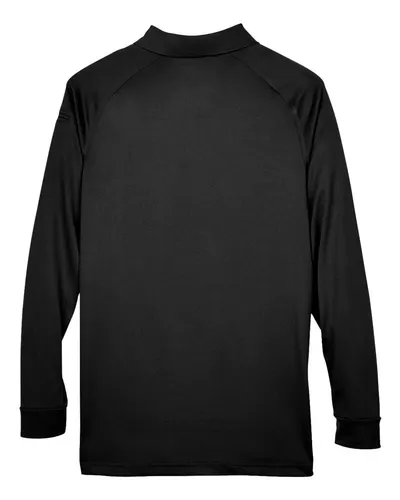 Harriton Harriton Men's Advantage Long Sleeve Tactical Polo in Black, back view