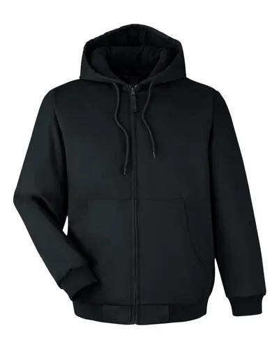 Harriton Harriton Unisex ClimaBloc® Heavyweight Hooded Full-Zip Jacket in Black, front view