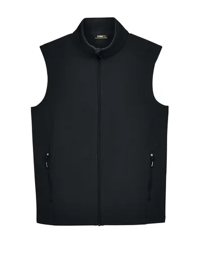 CORE365 CORE365 Men's Cruise Two-Layer Fleece Bonded Soft Shell Vest in Black, front view