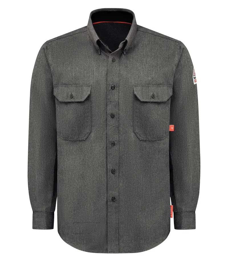 Bulwark FR® BULWARK® FR iQ SERIES® COMFORT WOVEN MEN’S LIGHTWEIGHT FR LONG SLEEVE SHIRT. QS50 Special Order - XPRESS Feature Item — Dark Grey