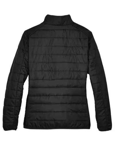 CORE365 CORE365 Women's Prevail Packable Puffer Jacket in Black, back view