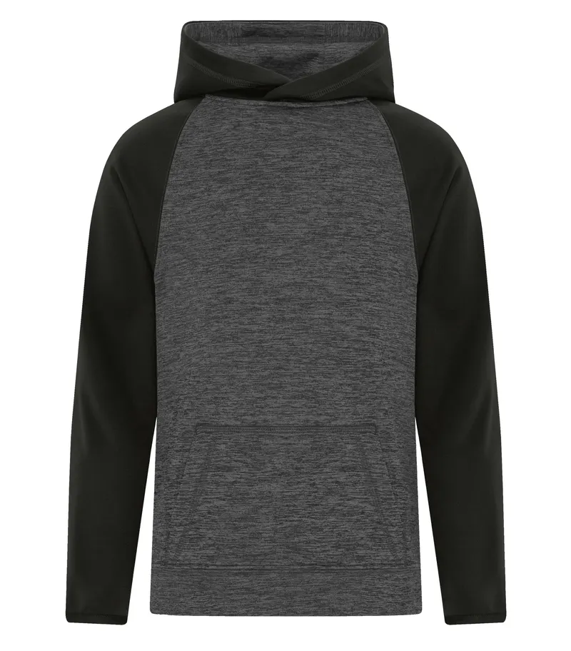 ATC™ ATC™ DYNAMIC HEATHER FLEECE TWO TONE YOUTH HOODIE — Charcoal Dynamic/Black
