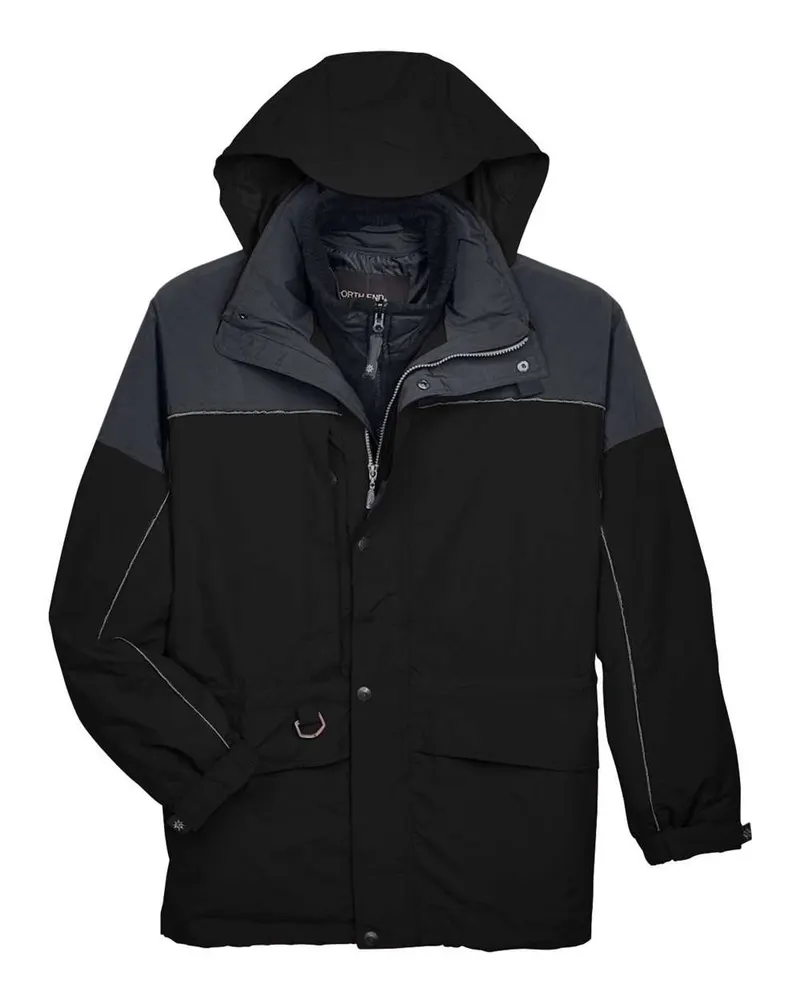 North End North End Men's 3-in-1 Two-Tone Parka — Black