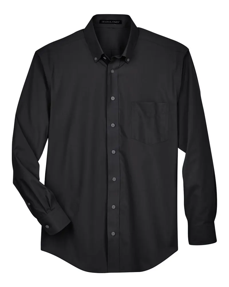 Devon & Jones Devon & Jones Men's Crown Collection® Broadcloth Woven Dress Shirt — Black