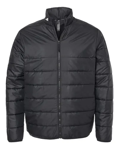 Adidas Adidas Men's 3-Stripes Puffer Full-Zip Jacket in Black, front view