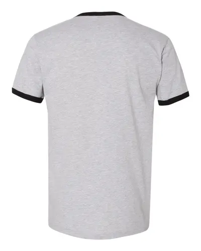 Next Level Next Level Unisex Cotton Ringer Tee in Heather Grey/ Black, back view