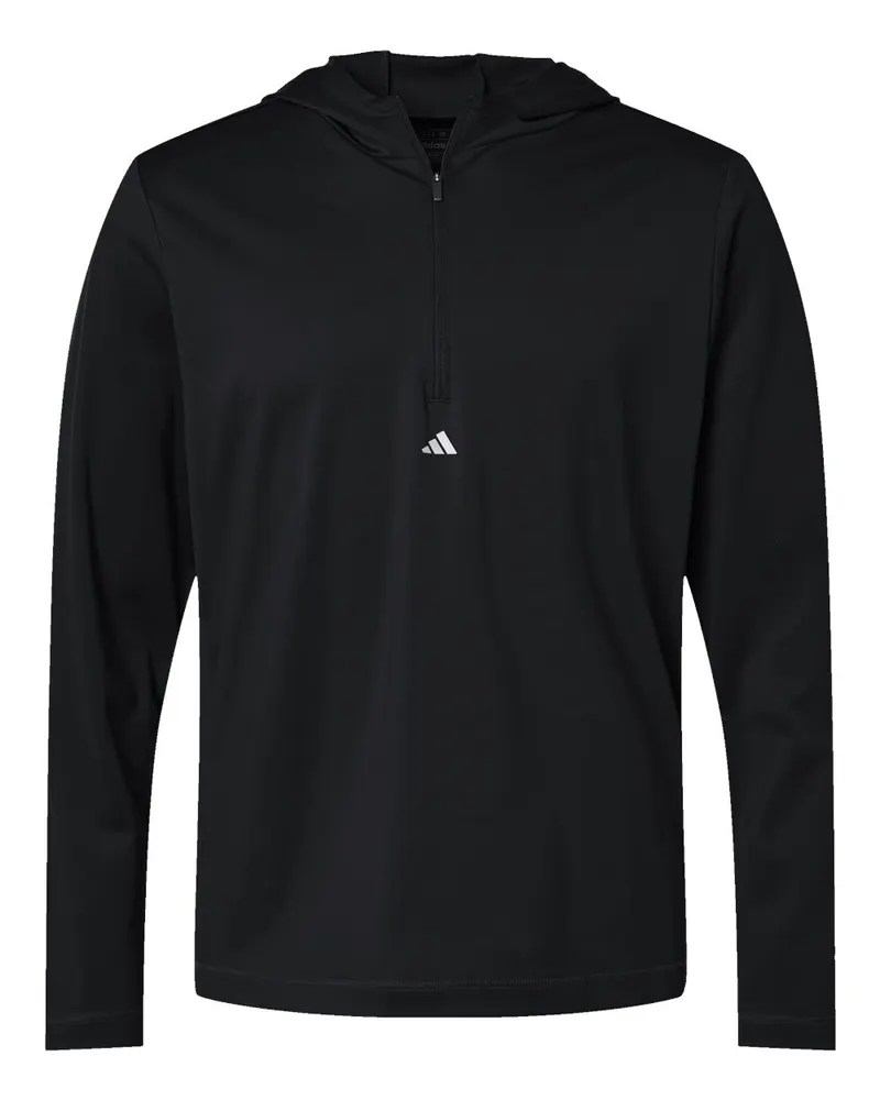 Adidas Adidas Men's Lightweight Quarter-Zip Hooded Pullover — Black