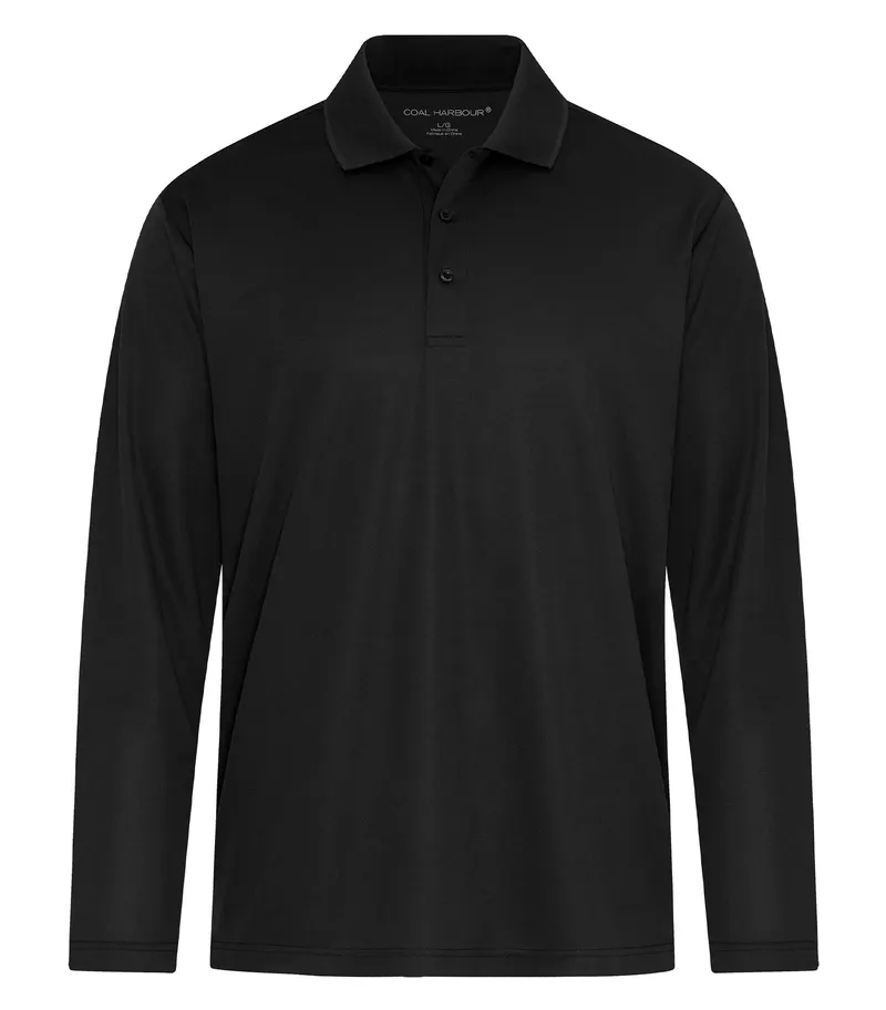 Coal Harbour® COAL HARBOUR® EVERYDAY SNAG RESISTANT LONG SLEEVE POLO — Black