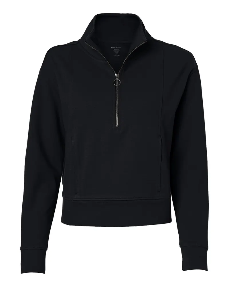 North End North End Women's Mantra Half-Zip Ottoman Pullover — Black