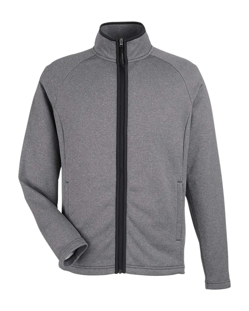 CORE365 CORE365 Men's Venture Heathered Stripe Full-Zip Jacket — Black/ White