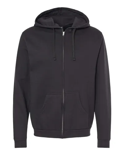 M&O M&O Unisex Zipper Fleece Hoodie in Black, front view
