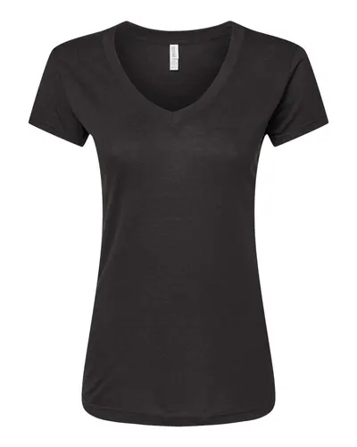 M&O M&O Women's Deluxe Blend V-Neck T-Shirt in Black, front view