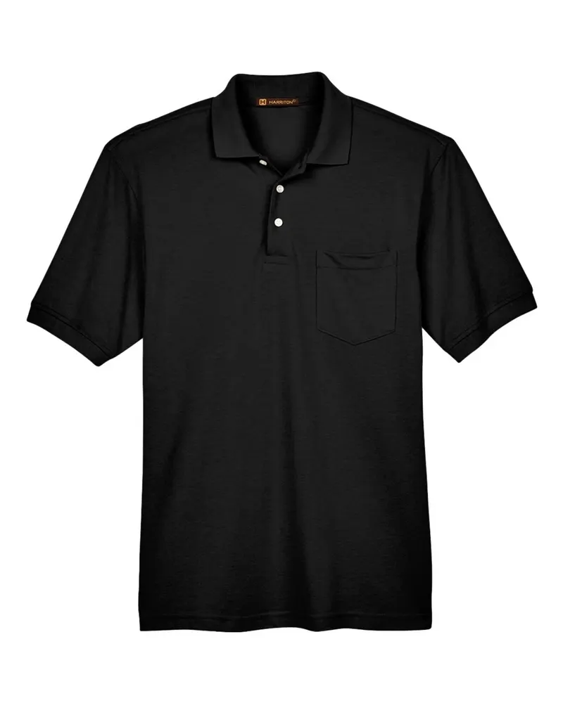 Harriton Harriton Men's Easy Blend™ Polo with Pocket — Black