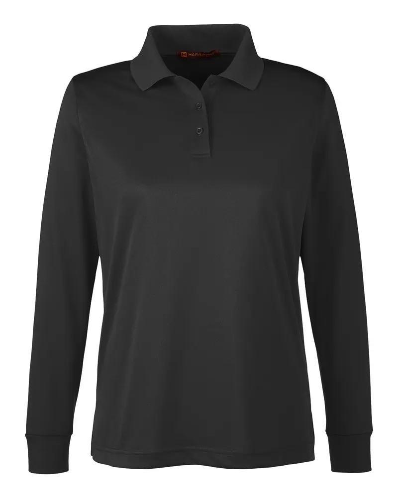 Harriton Harriton Women's Advantage Snag Protection Plus IL Long Sleeve Polo — Black