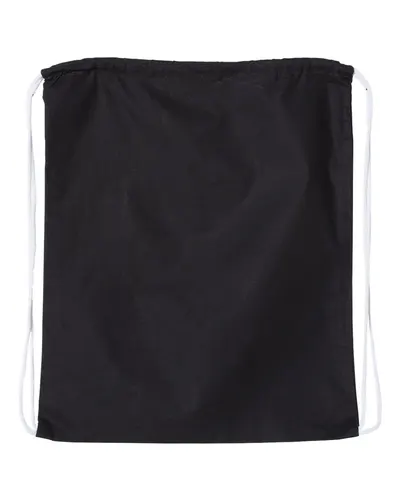 Q-Tees Q-Tees Large Economical Cotton Drawstring Bag in Black, back view