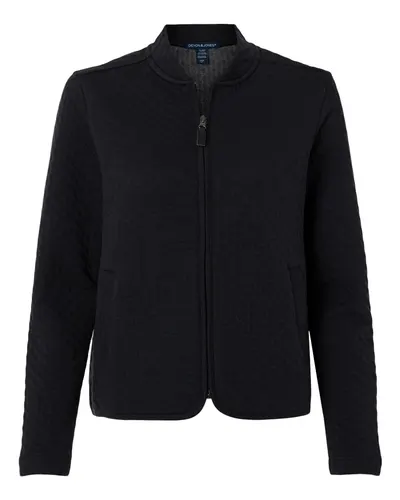 Devon & Jones Devon & Jones Women's Berkeley Textured Full-Zip Jacket in Black, front view