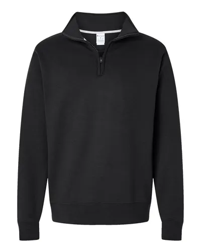 Champion Champion Unisex Powerblend® Quarter-Zip Pullover in Black, front view