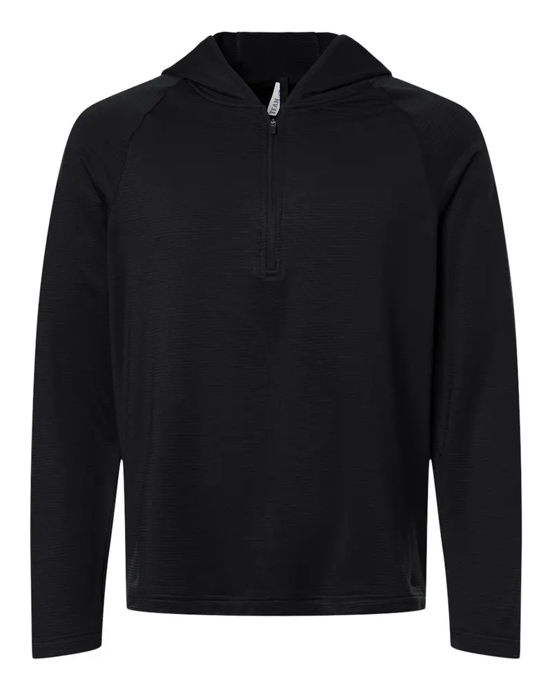Team 365 Team 365 Men's Qualify Quarter-Zip Hooded Pullover — Black