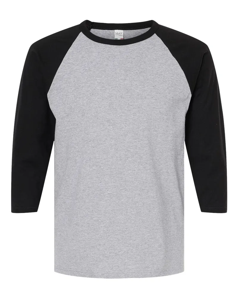 M&O M&O Raglan Three-Quarter Sleeve Baseball T-Shirt — Sport Grey/ Black